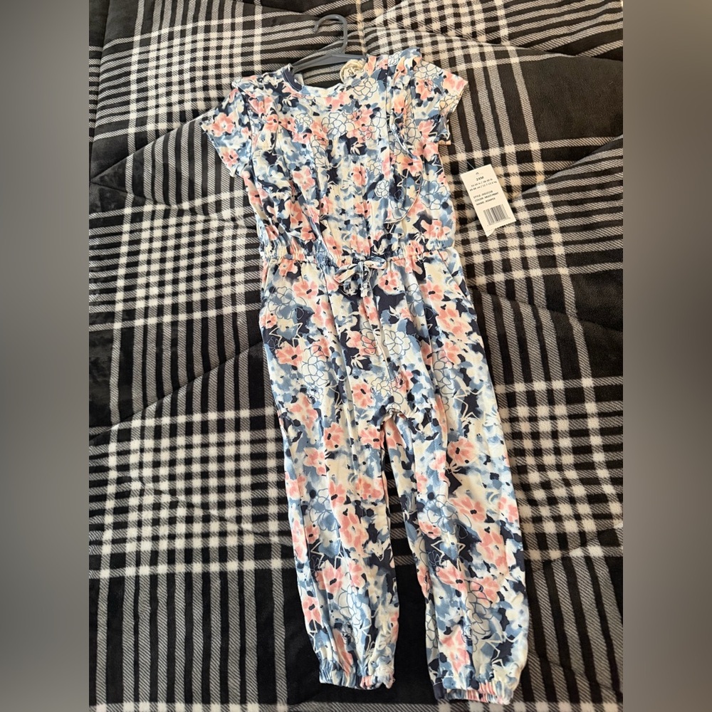 Jessica Simpson Floral One-Piece Jumpsuit - Light Blue, Pink, Navy